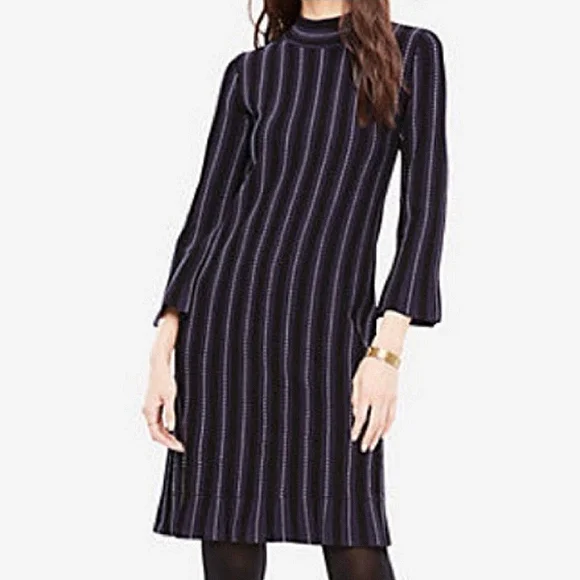 Ann Taylor | Dresses | Ann Taylor Mock Neck Stitch Striped Sweater Dress  Size Xs | Poshmark